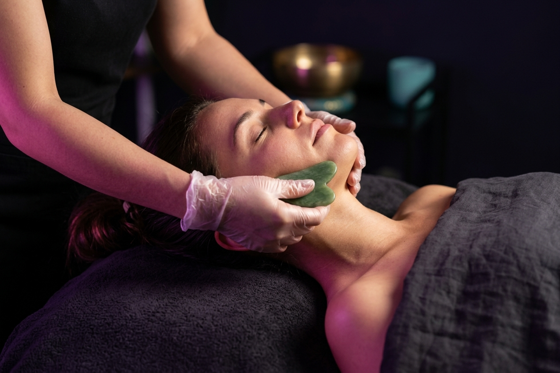 Sculptural facial massage treatment